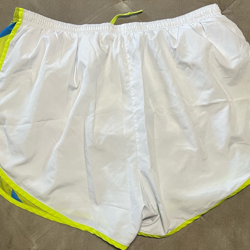 Nike White and Yellow Athletic Shorts